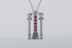 Masonic Pendant with Red Gemstones - vikingworkshop