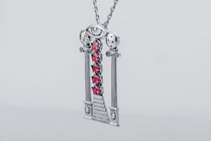 Masonic Pendant with Red Gemstones - vikingworkshop