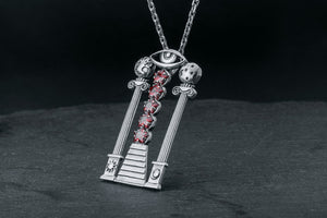 Masonic Pendant with Red Gemstones - vikingworkshop