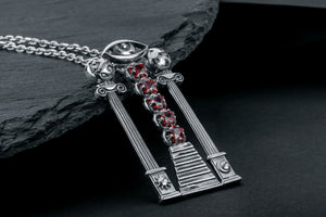 Masonic Pendant with Red Gemstones - vikingworkshop