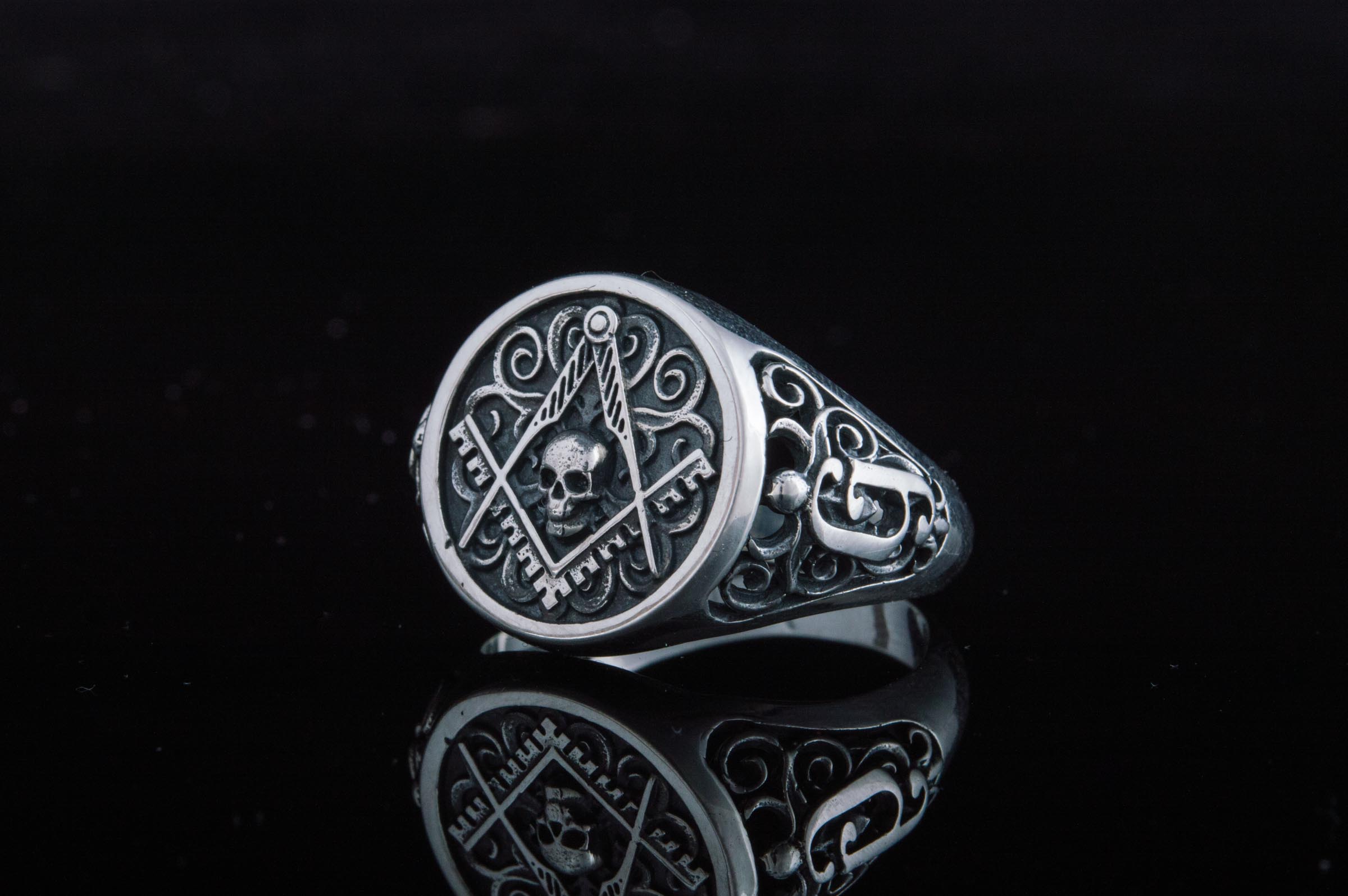 Ring with Masonic Symbol Sterling Silver Handcrafted Jewelry - vikingworkshop