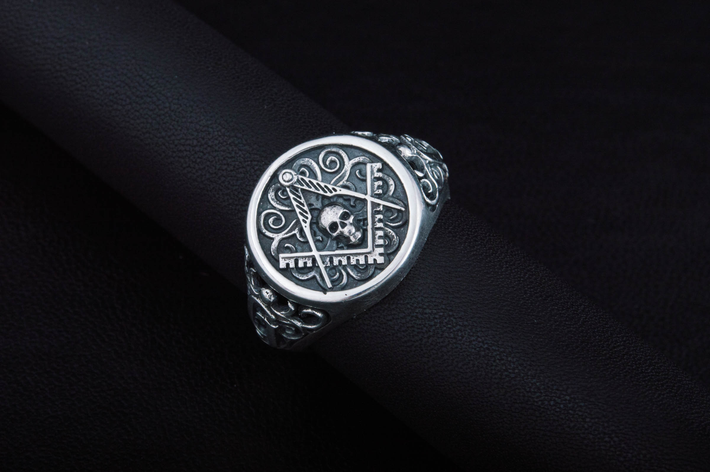 Ring with Masonic Symbol Sterling Silver Handcrafted Jewelry - vikingworkshop