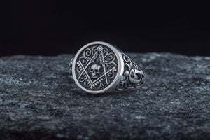 Ring with Masonic Symbol Sterling Silver Handcrafted Jewelry - vikingworkshop