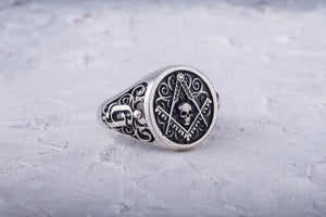 Ring with Masonic Symbol Sterling Silver Handcrafted Jewelry - vikingworkshop