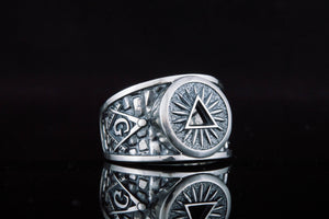 Masonic Ring Sterling Silver Handcrafted Jewelry - vikingworkshop