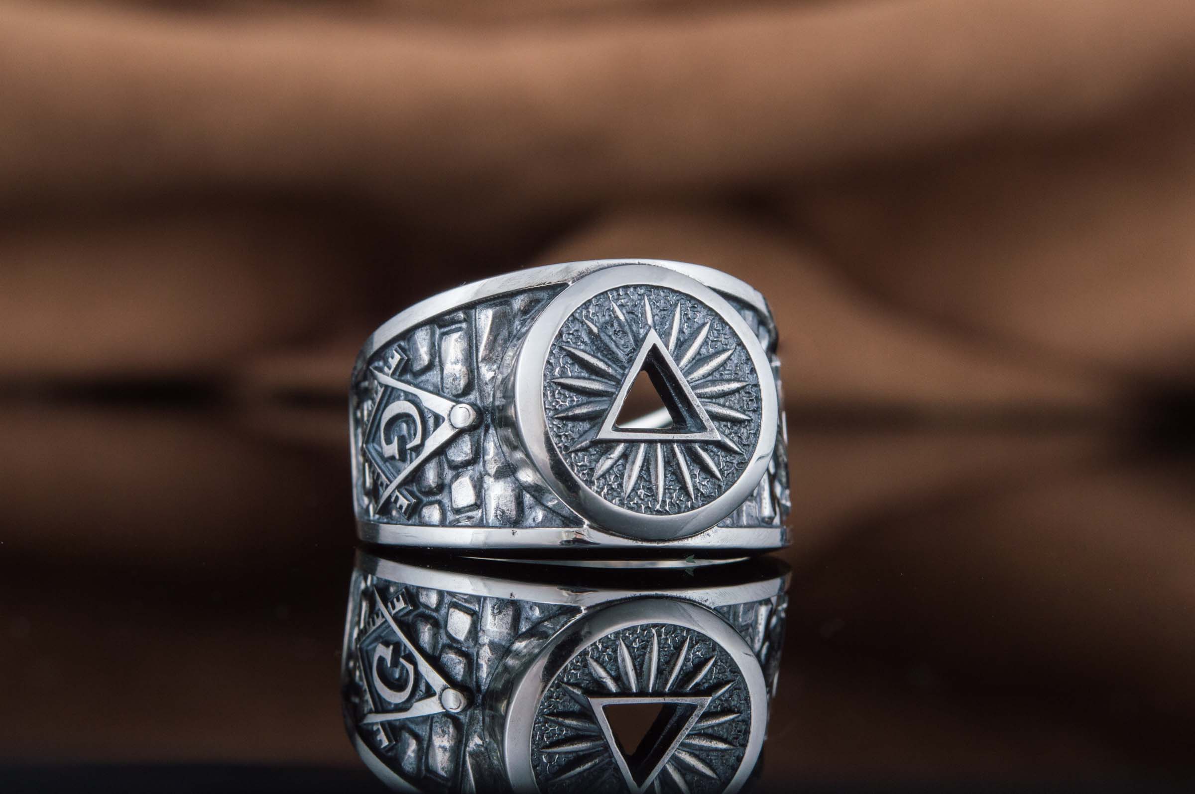 Masonic Ring Sterling Silver Handcrafted Jewelry - vikingworkshop