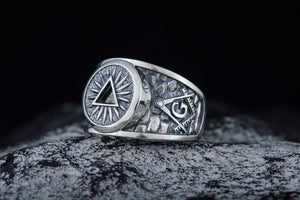 Masonic Ring Sterling Silver Handcrafted Jewelry - vikingworkshop