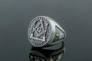 Master Mason Ring Sterling Silver Handmade Unique Jewelry - vikingworkshop