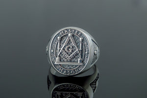 Master Mason Ring Sterling Silver Handmade Unique Jewelry - vikingworkshop