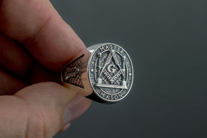 Master Mason Ring Sterling Silver Handmade Unique Jewelry - vikingworkshop