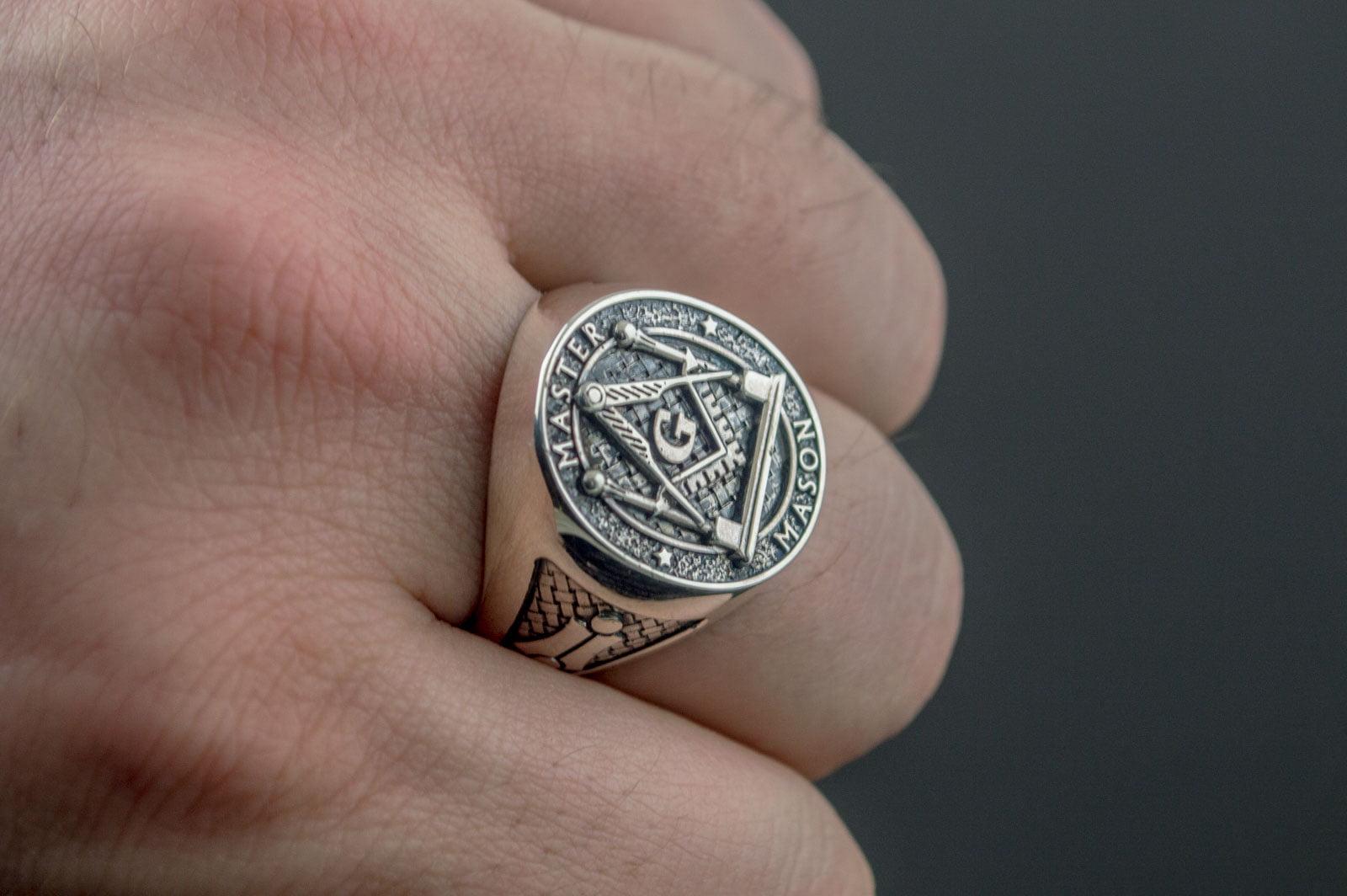 Master Mason Ring Sterling Silver Handmade Unique Jewelry - vikingworkshop