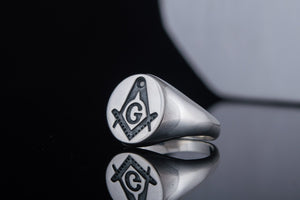 Ring with Masonic Symbol Sterling Silver Handmade Unique Jewelry V02 - vikingworkshop