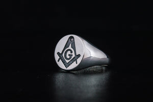 Ring with Masonic Symbol Sterling Silver Handmade Unique Jewelry V02 - vikingworkshop