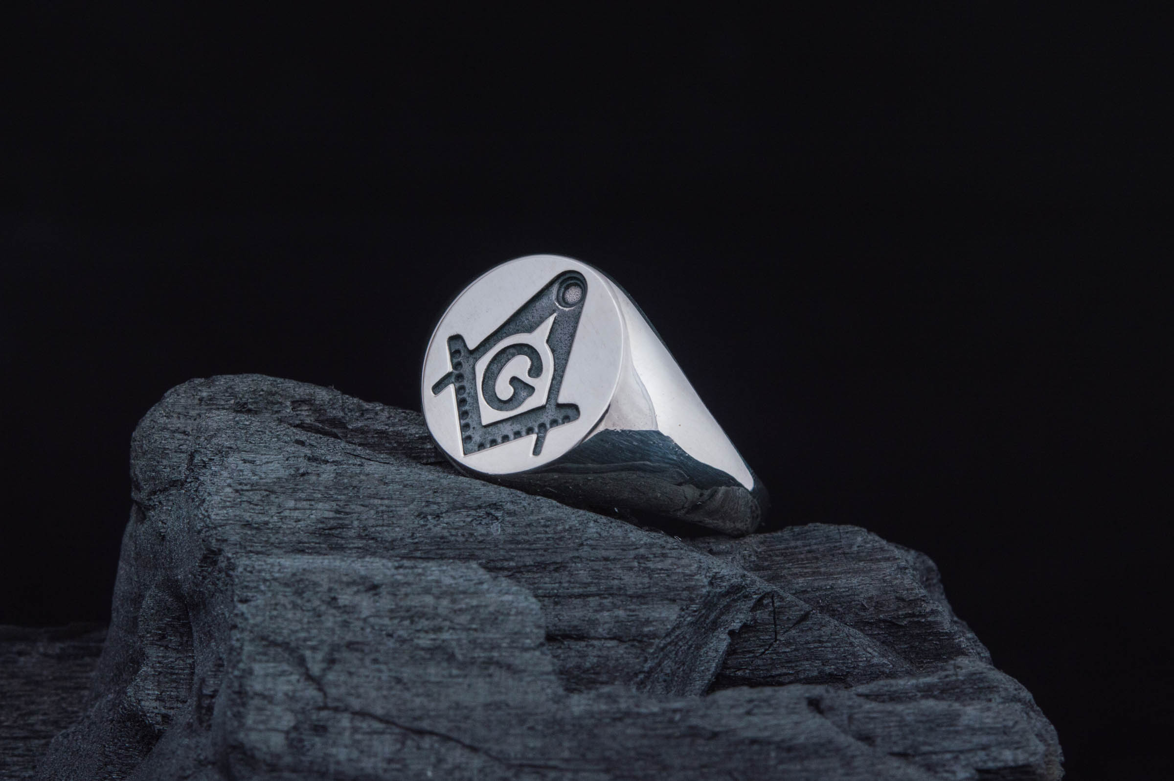 Ring with Masonic Symbol Sterling Silver Handmade Unique Jewelry V02 - vikingworkshop