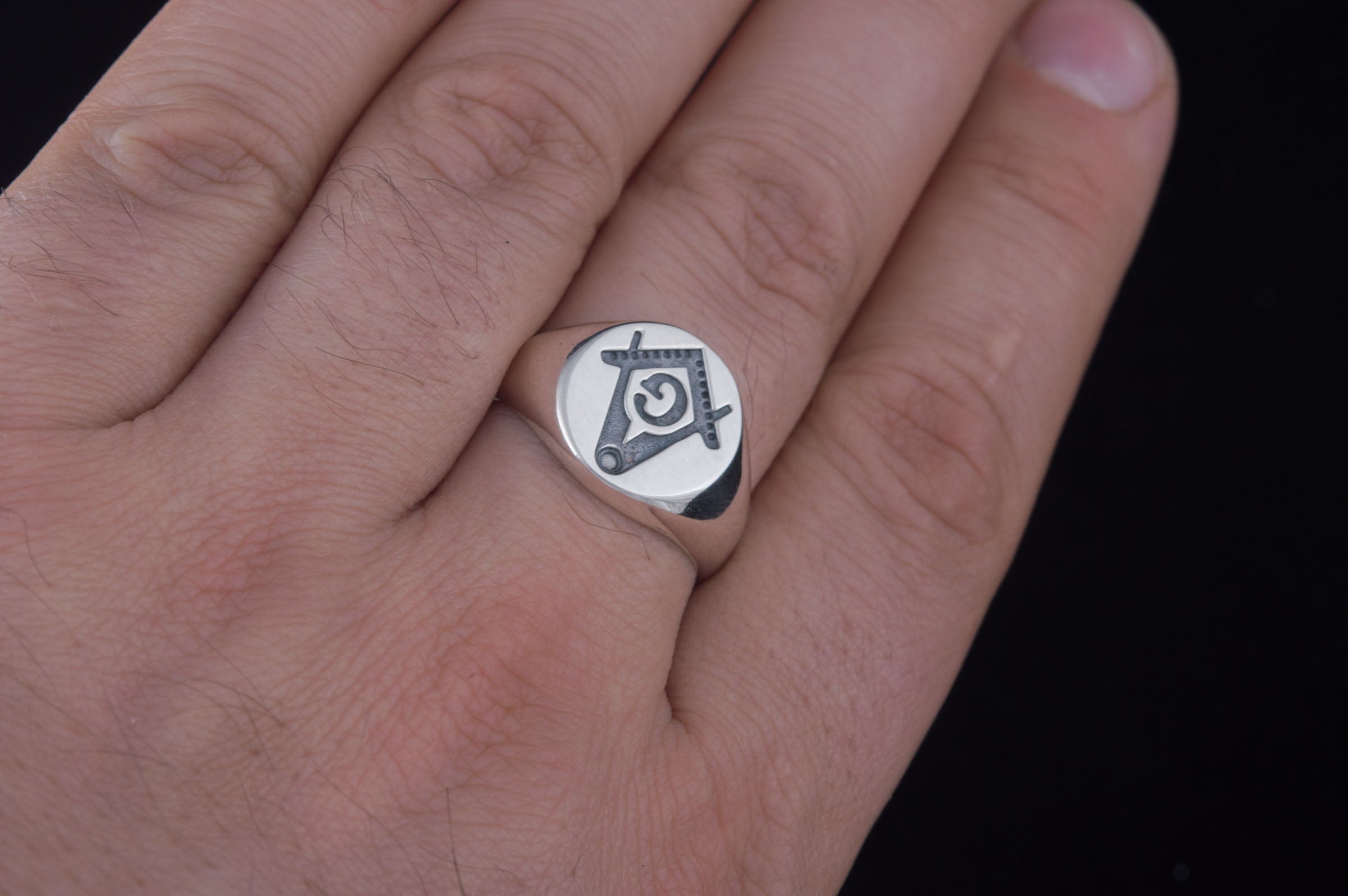 Ring with Masonic Symbol Sterling Silver Handmade Unique Jewelry V02 - vikingworkshop