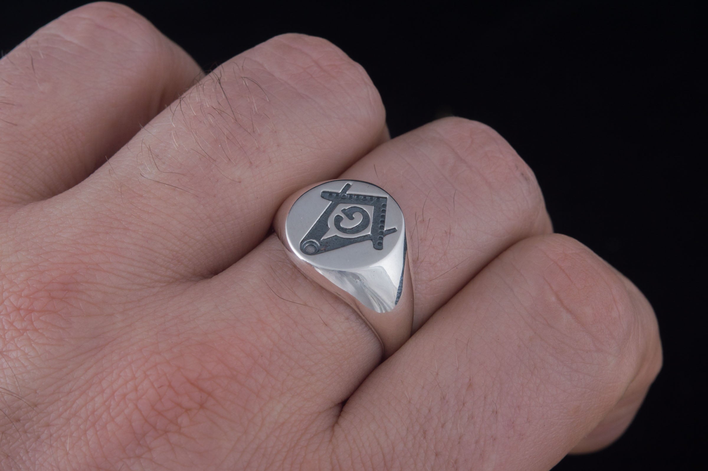 Ring with Masonic Symbol Sterling Silver Handmade Unique Jewelry V02 - vikingworkshop