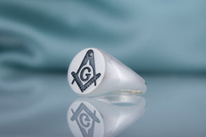 Ring with Masonic Symbol Sterling Silver Handmade Unique Jewelry V02 - vikingworkshop