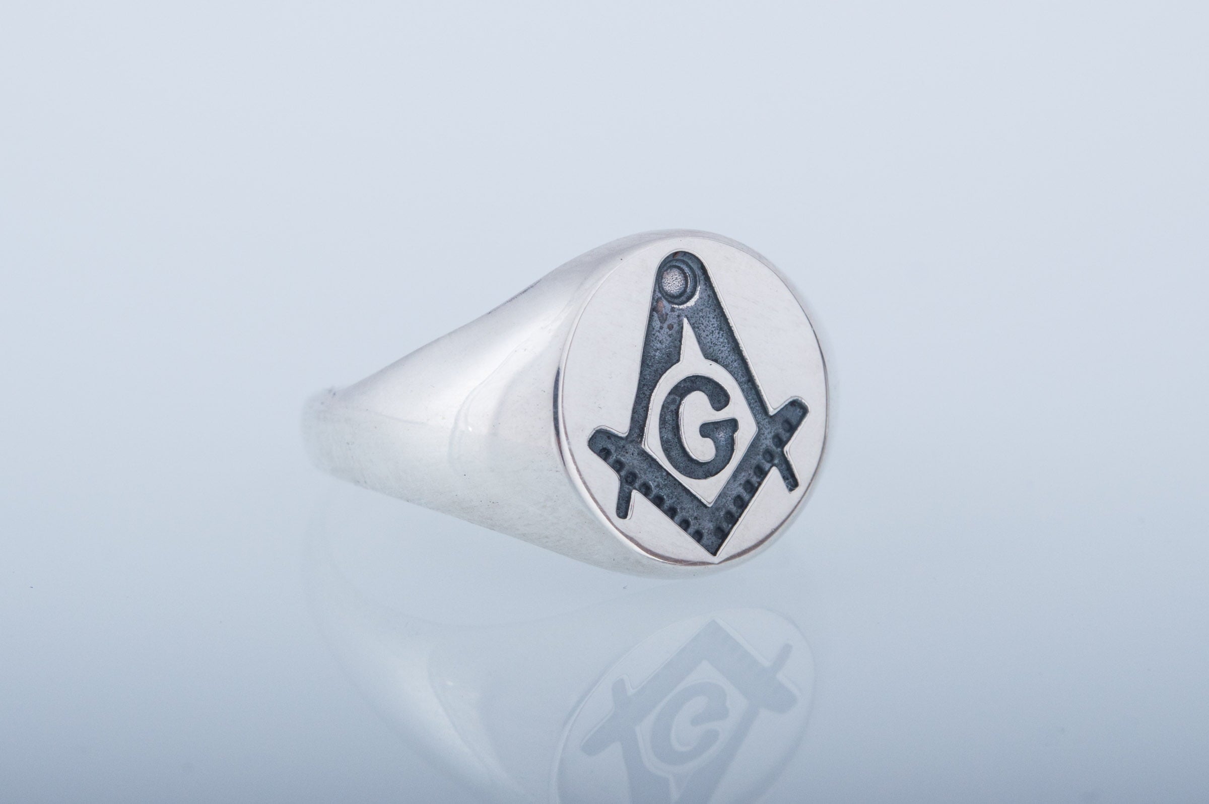 Ring with Masonic Symbol Sterling Silver Handmade Unique Jewelry V02 - vikingworkshop