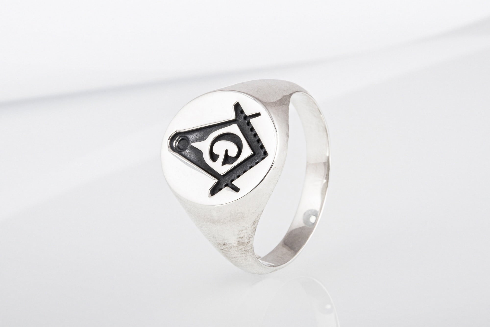 Ring with Masonic Symbol Sterling Silver Handmade Unique Jewelry - vikingworkshop