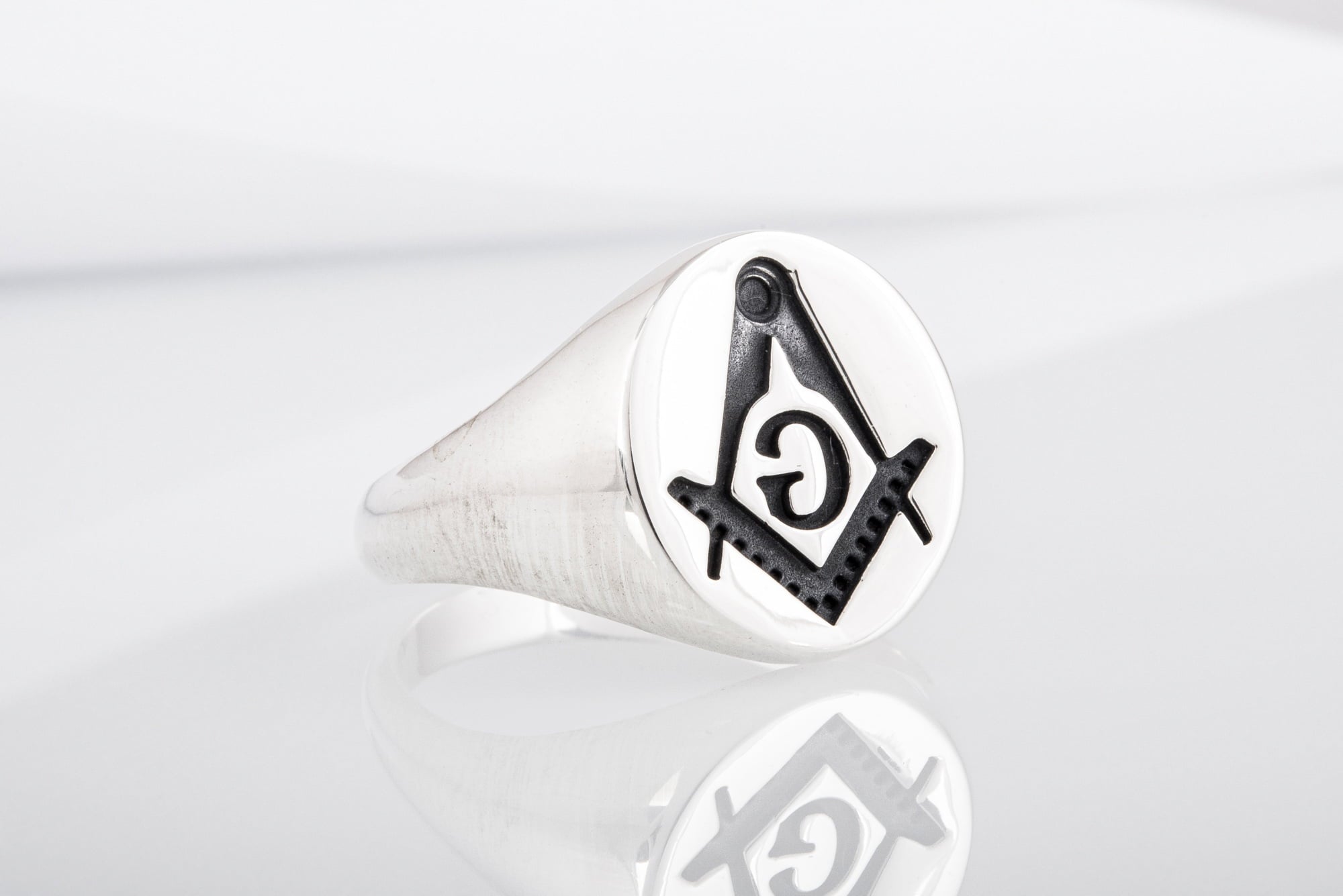 Ring with Masonic Symbol Sterling Silver Handmade Unique Jewelry - vikingworkshop