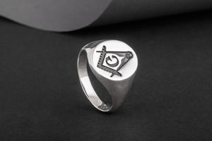 Ring with Masonic Symbol Sterling Silver Handmade Unique Jewelry - vikingworkshop