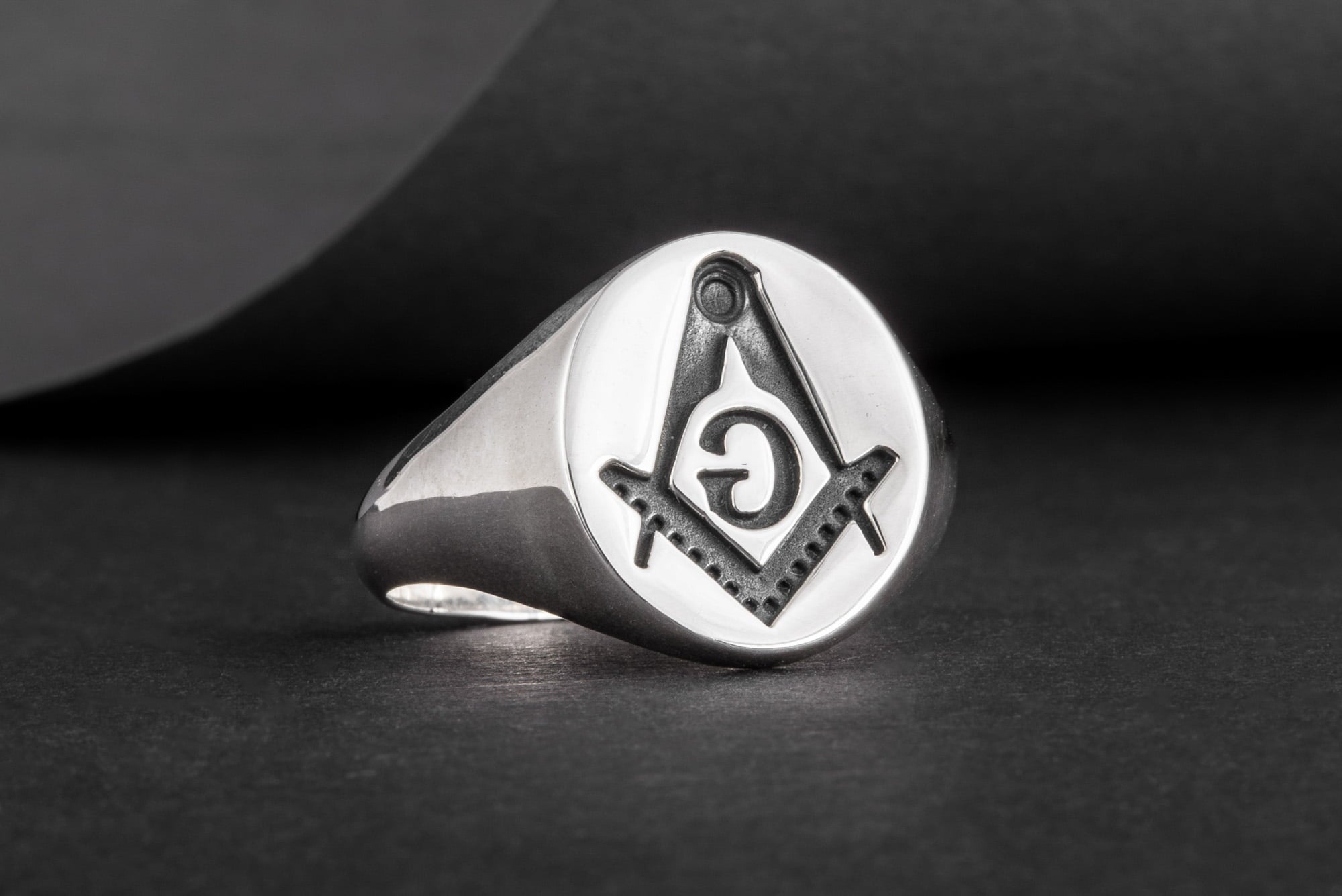 Ring with Masonic Symbol Sterling Silver Handmade Unique Jewelry - vikingworkshop