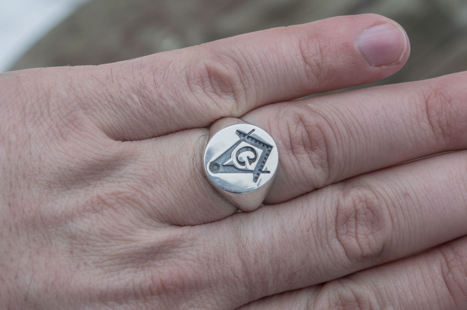 Ring with Masonic Symbol Sterling Silver Handmade Unique Jewelry - vikingworkshop