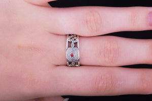 Masonic Ring with Red Cubic Zirconia Sterling Silver Jewelry - vikingworkshop