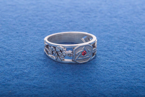 Masonic Ring with Red Cubic Zirconia Sterling Silver Jewelry - vikingworkshop