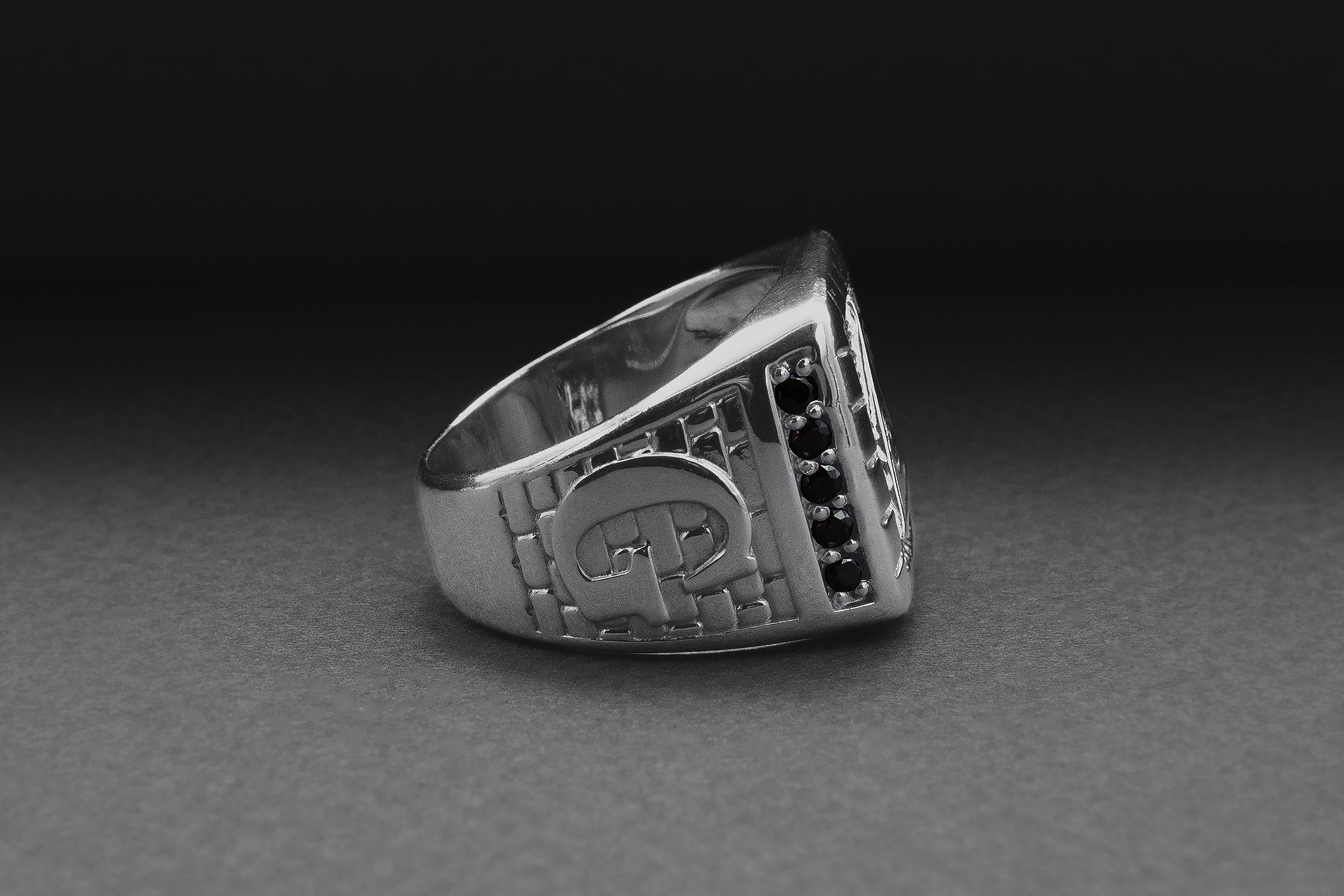 Unique Masonic 950 Platinum Ring with Eye of Providence and G symbol On Sides, Handcrafted Jewelry - vikingworkshop