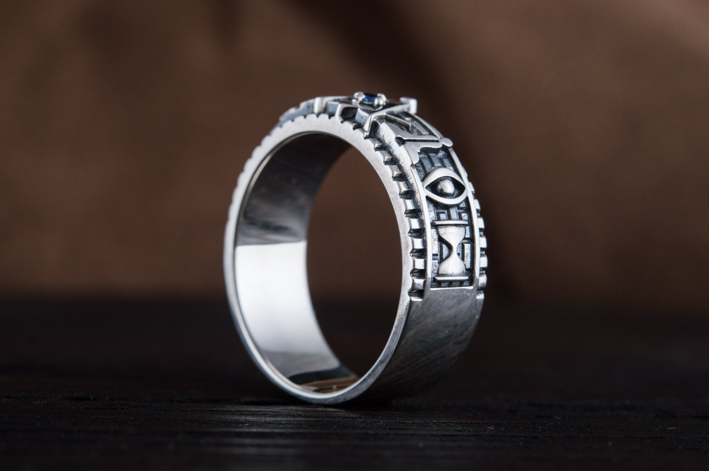 Ring with Masonic Symbols Sterling Silver Handcrafted Jewelry - vikingworkshop