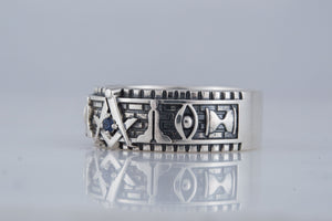 Ring with Masonic Symbols Sterling Silver Handcrafted Jewelry - vikingworkshop