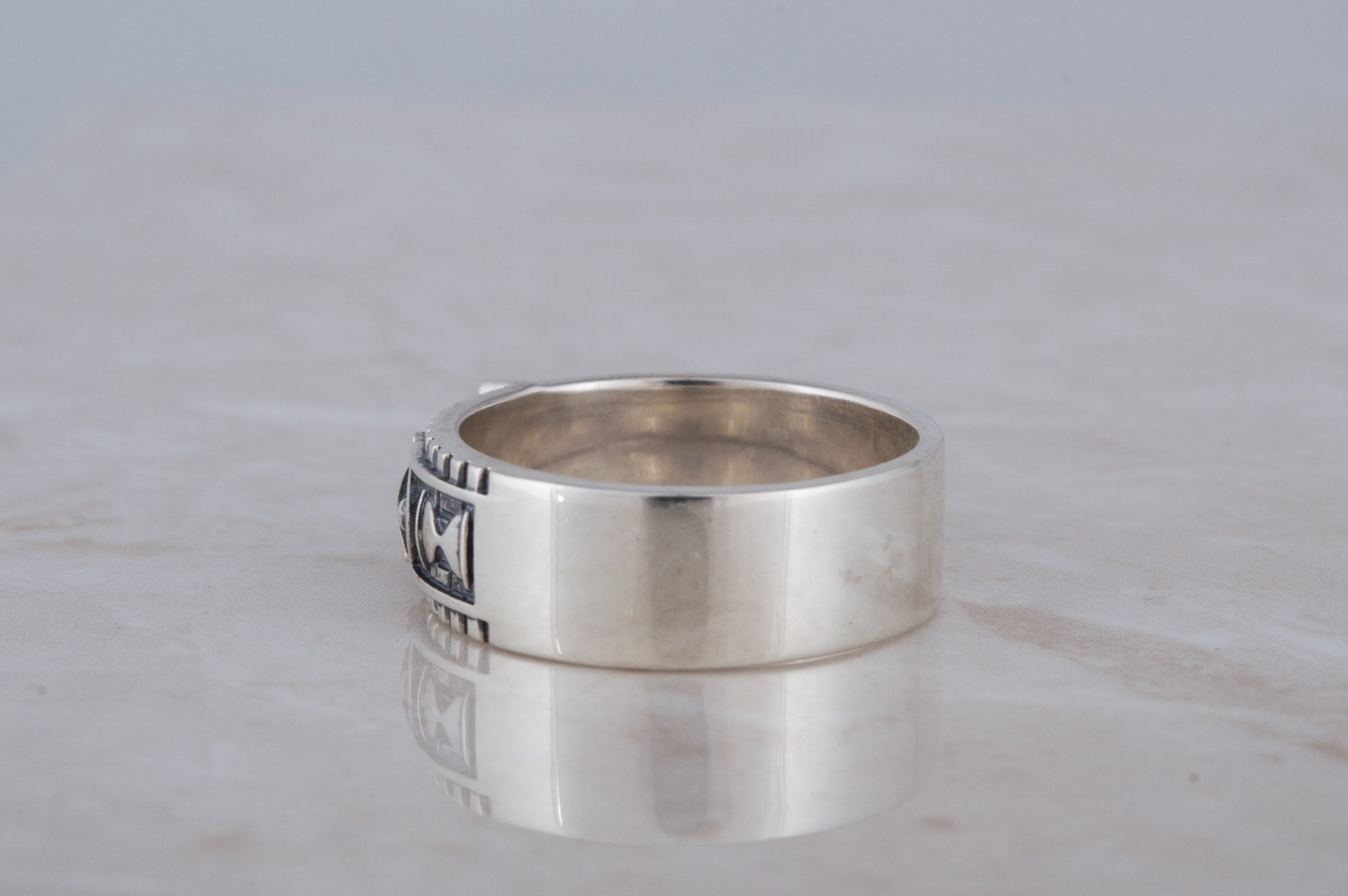 Ring with Masonic Symbols Sterling Silver Handcrafted Jewelry - vikingworkshop