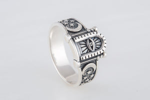 Sterling Silver Ring with Masonic Symbols Handcrafted Jewelry - vikingworkshop