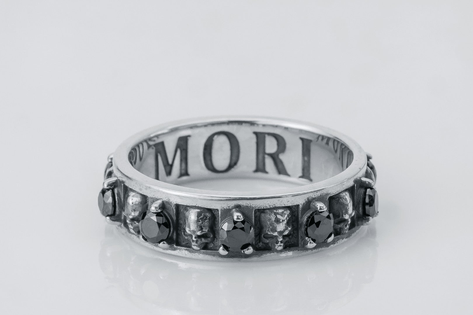 Memento Mori Ring with Gemstones
