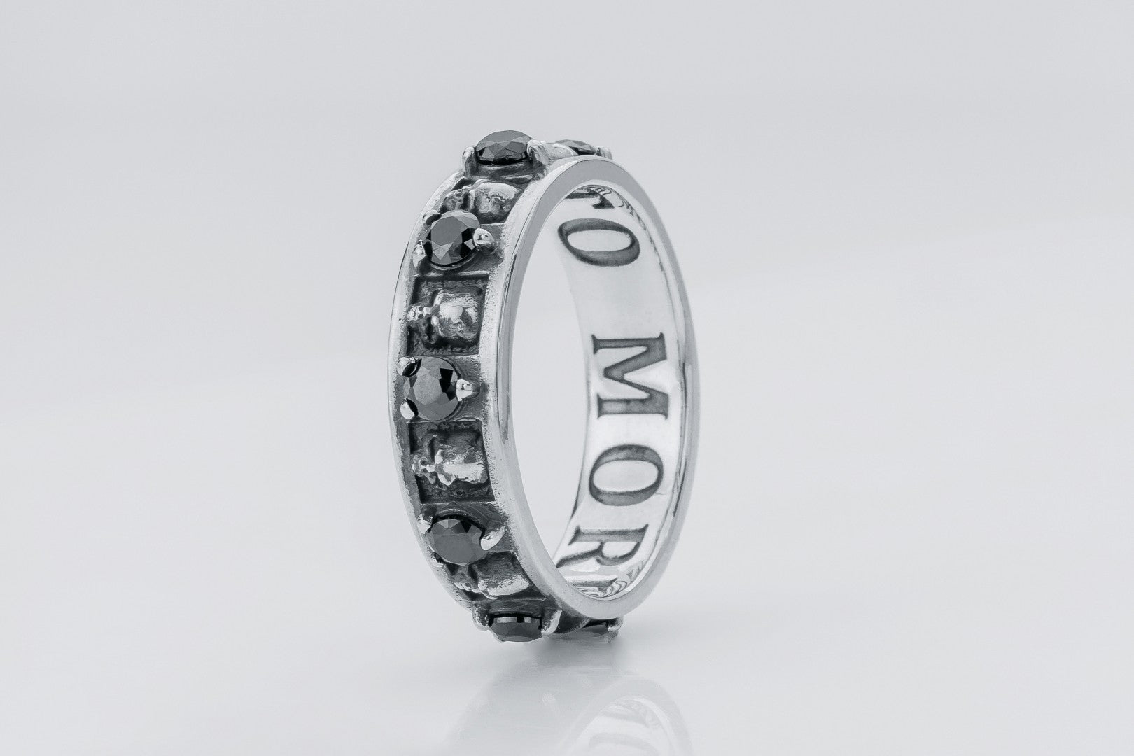 Memento Mori Ring with Gemstones - vikingworkshop