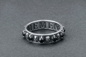 Memento Mori Ring with Gemstones - vikingworkshop