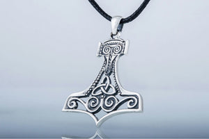 Thor's Hammer Pendant Sterling Silver Mjolnir With Ornament - vikingworkshop