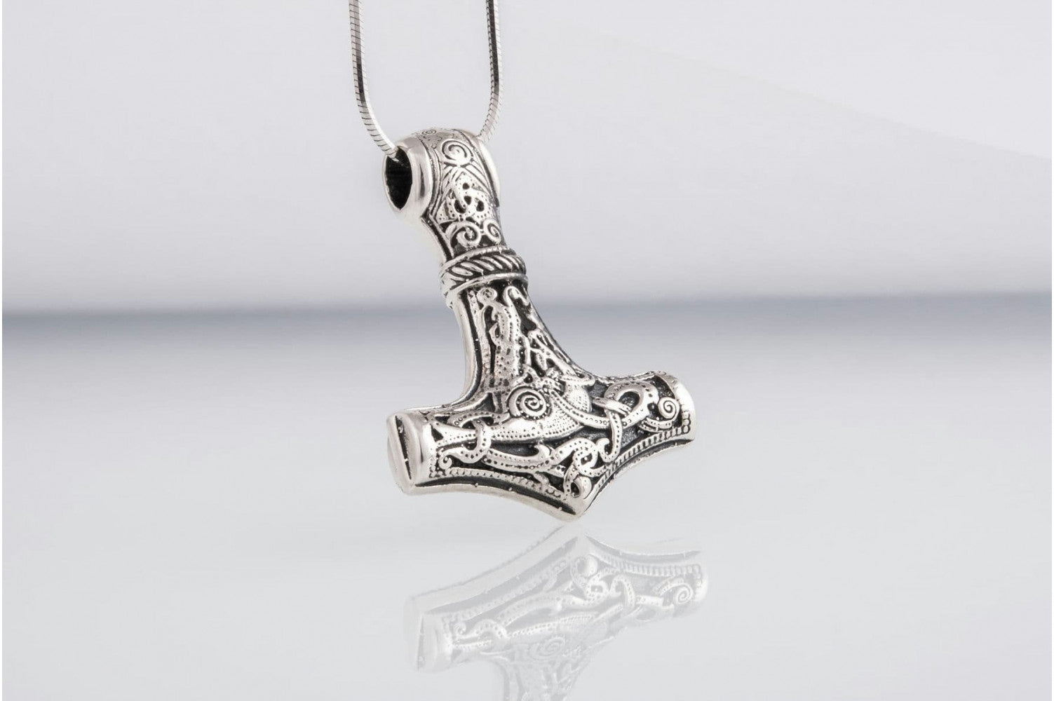 Thor's Hammer Pendant Sterling Silver Mjolnir from Mammen Village - vikingworkshop