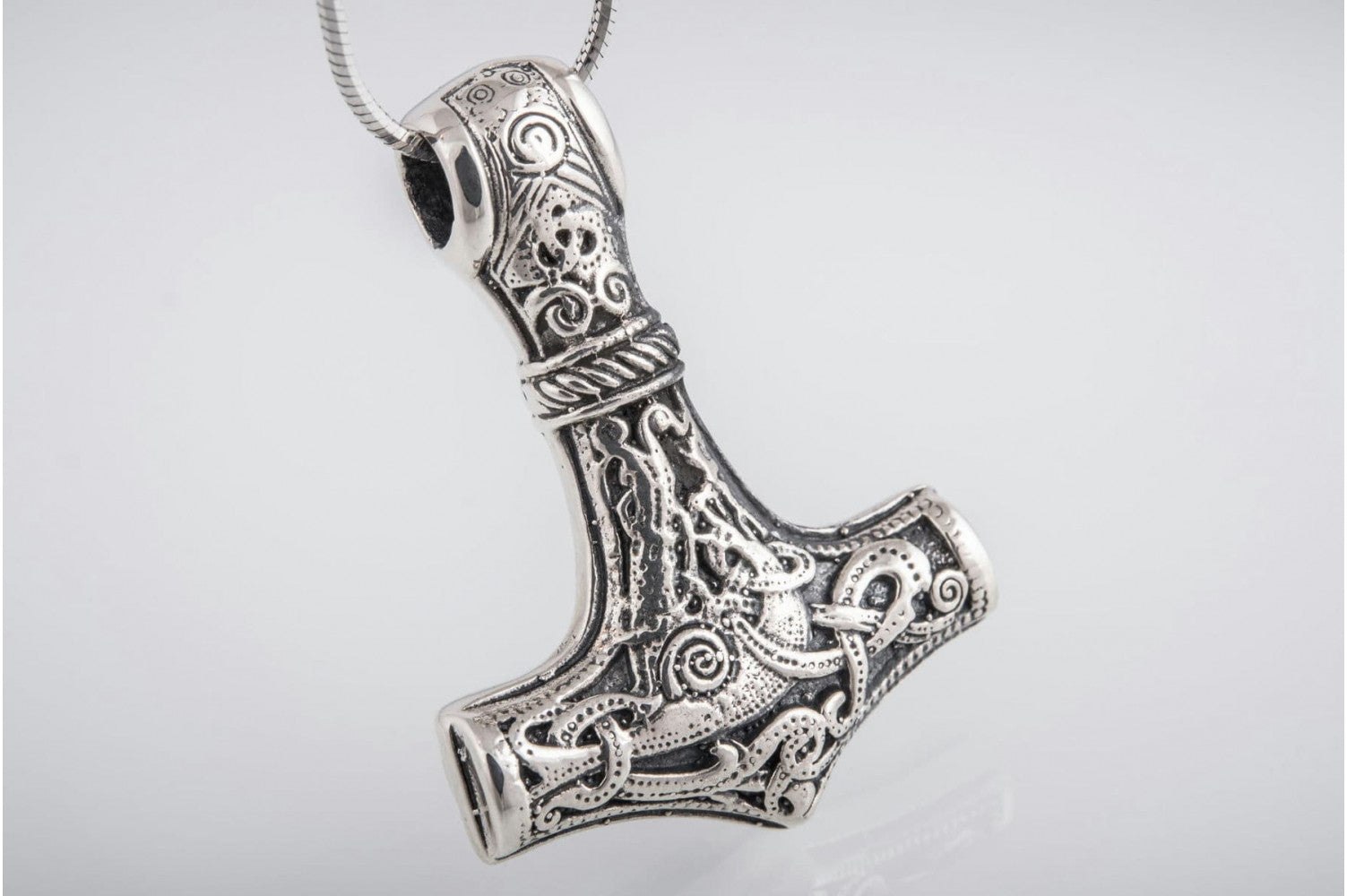 Thor's Hammer Pendant Sterling Silver Mjolnir from Mammen Village - vikingworkshop