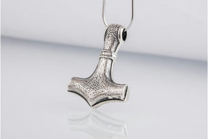 Thor's Hammer Pendant Sterling Silver Mjolnir from Mammen Village - vikingworkshop