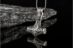 Thor's Hammer Pendant Sterling Silver Mjolnir from Mammen Village - vikingworkshop