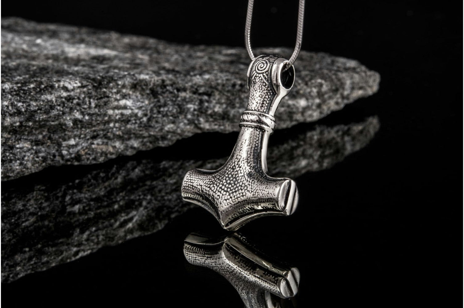 Thor's Hammer Pendant Sterling Silver Mjolnir from Mammen Village - vikingworkshop