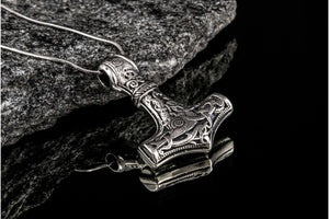 Thor's Hammer Pendant Sterling Silver Mjolnir from Mammen Village - vikingworkshop