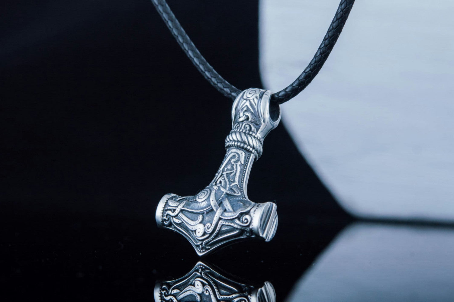 Thor's Hammer Pendant Sterling Silver Mjolnir from Mammen Village - vikingworkshop