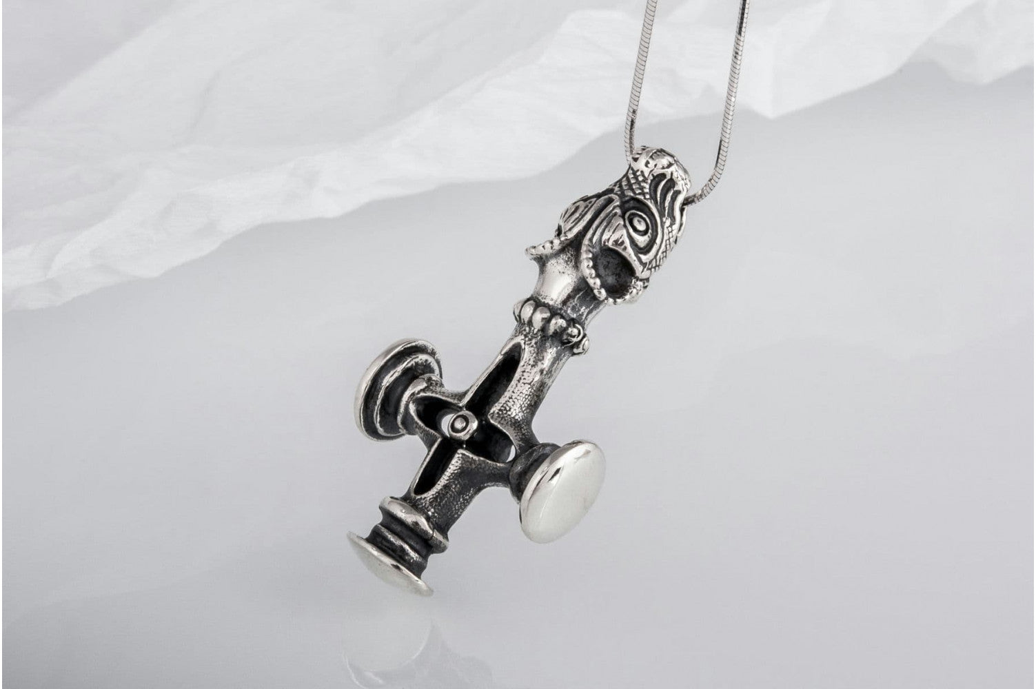 Thor's Hammer Pendant Sterling Silver Mjolnir aka Olaf Cross or Wolf Cross - vikingworkshop