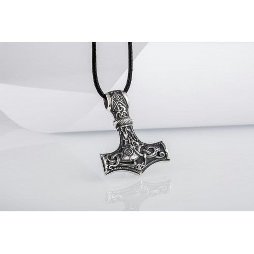 Thor's Hammer Pendant Bronze Mjolnir With Ornament - vikingworkshop