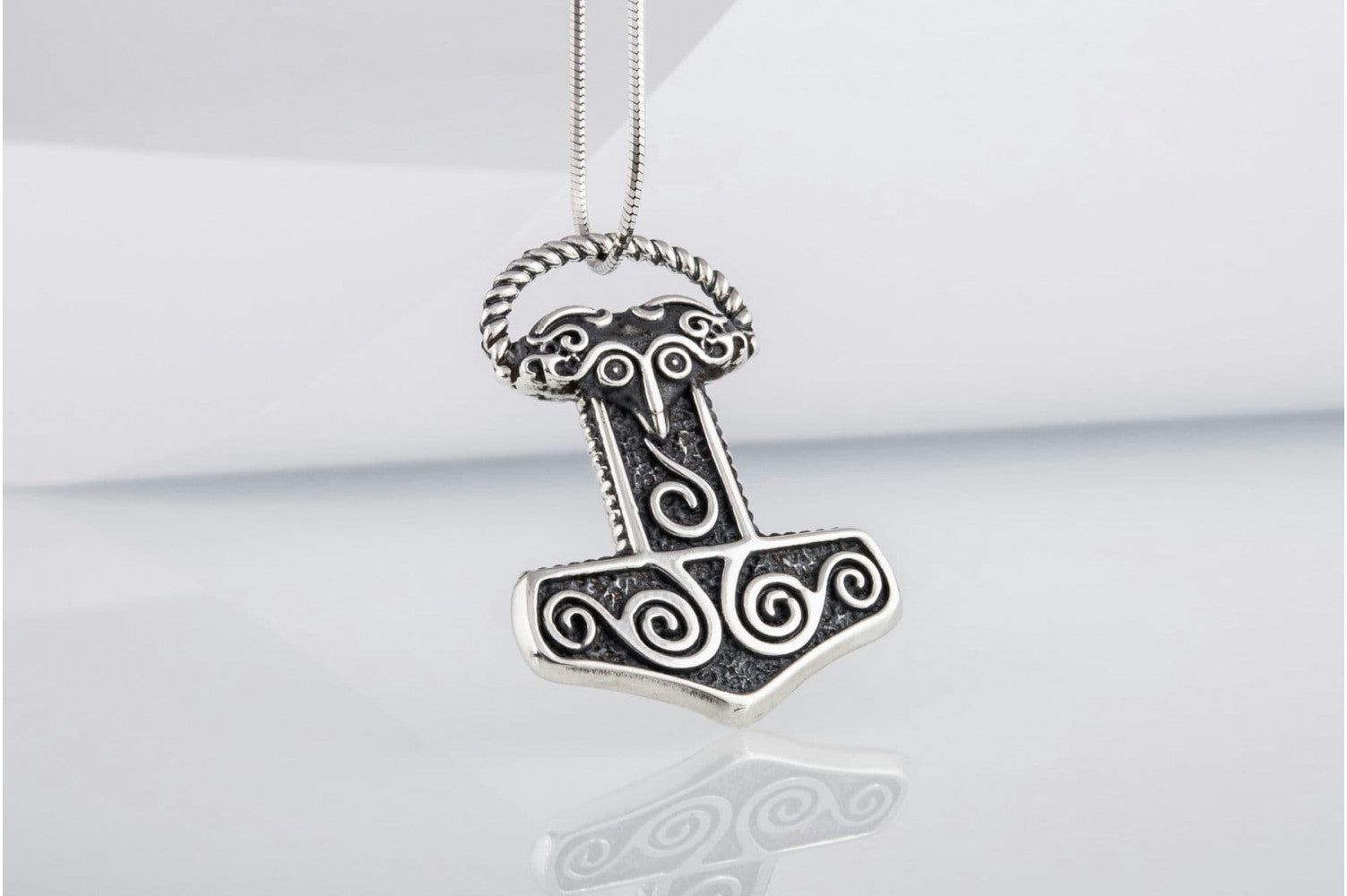 Small Thor's Hammer Pendant Sterling Silver Mjolnir Scania Island - vikingworkshop