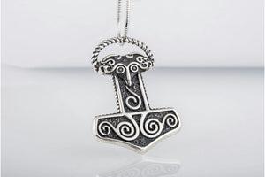 Small Thor's Hammer Pendant Sterling Silver Mjolnir Scania Island - vikingworkshop