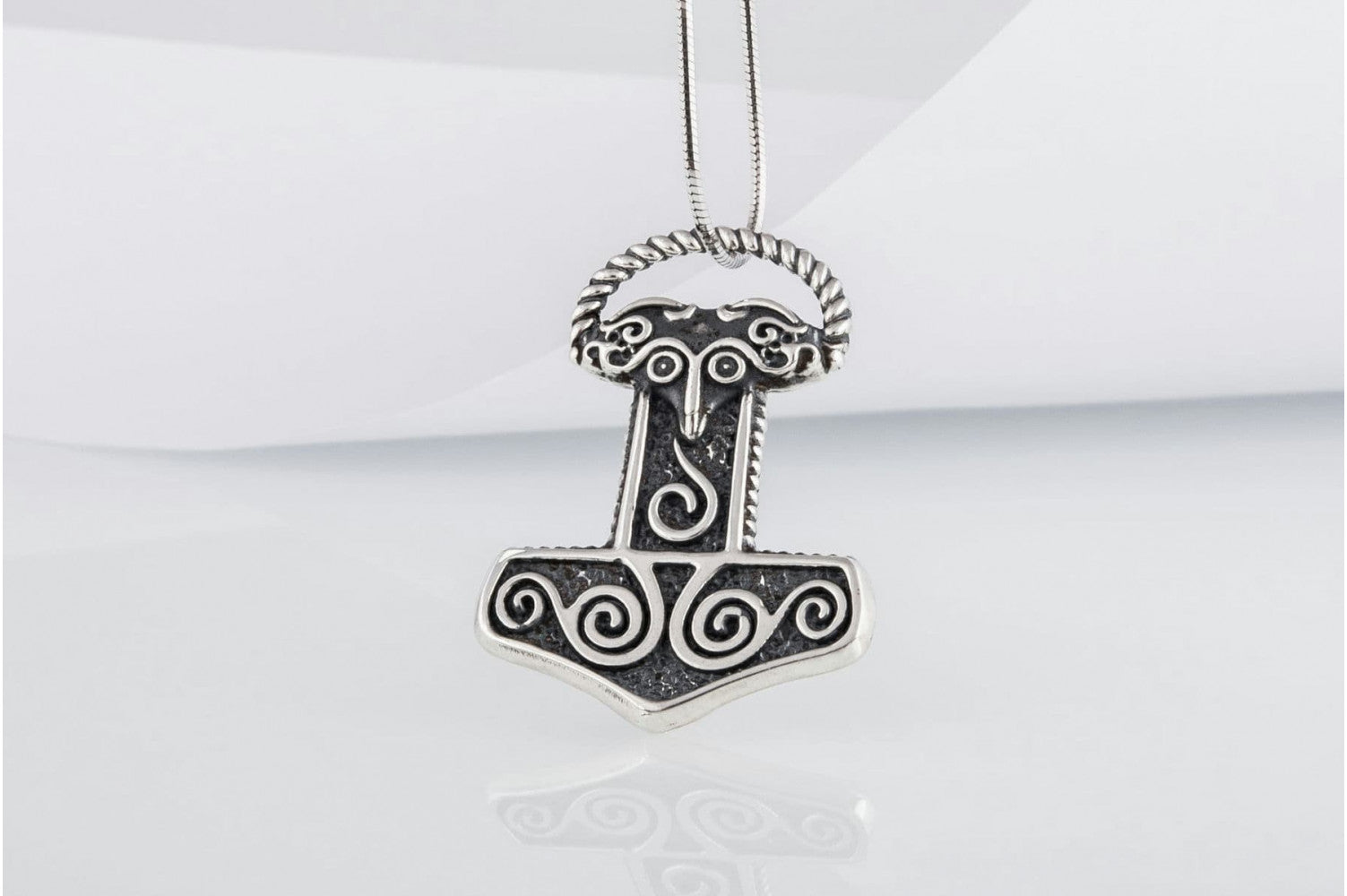 Small Thor's Hammer Pendant Sterling Silver Mjolnir Scania Island - vikingworkshop